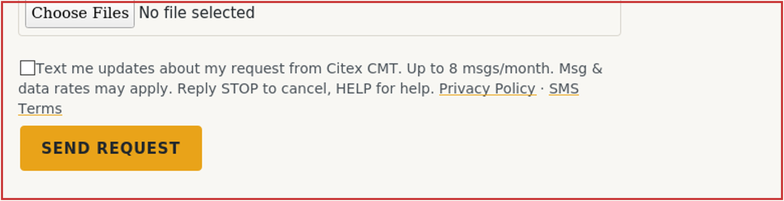 SMS consent checkbox Consent checkbox on the proposal request form